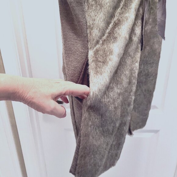 Simply Vera Vera Wang Faux Fur Vest/Shawl Women's-Tie/Front-Sheer Shoulder-Med - Picture 6 of 16